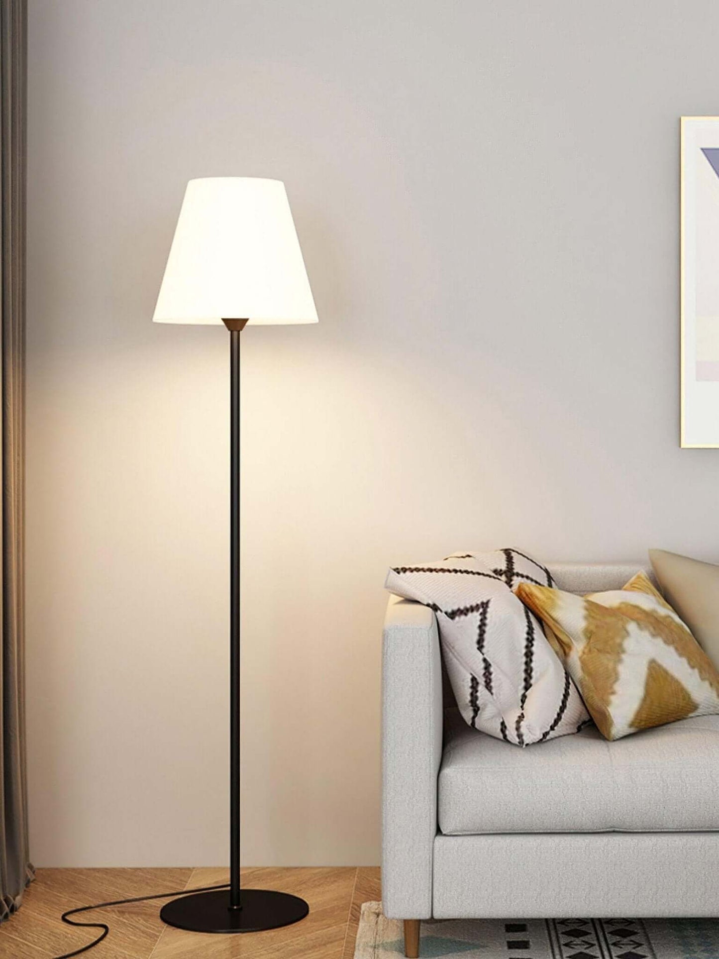 Modern Ward Floor Lamp - Black & White - Metal & Acrylic - Living Room Decor