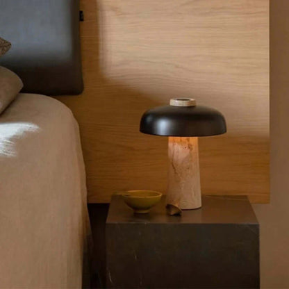 Natural Travertine Table Lamp: Nordic Wabi Sabi Decor