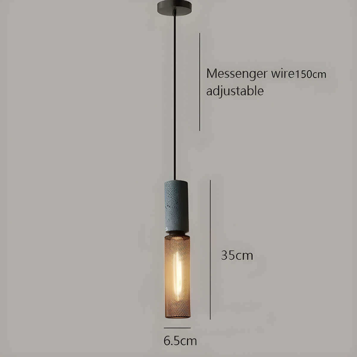 Industrial Style Pendant Light - Concrete and Iron Hanging Ceiling Lamp Fixture