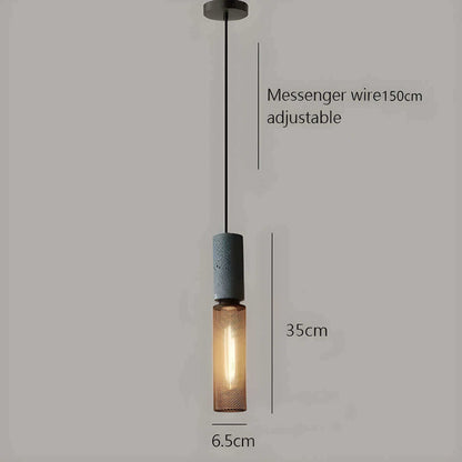 Industrial Style Pendant Light - Concrete and Iron Hanging Ceiling Lamp Fixture
