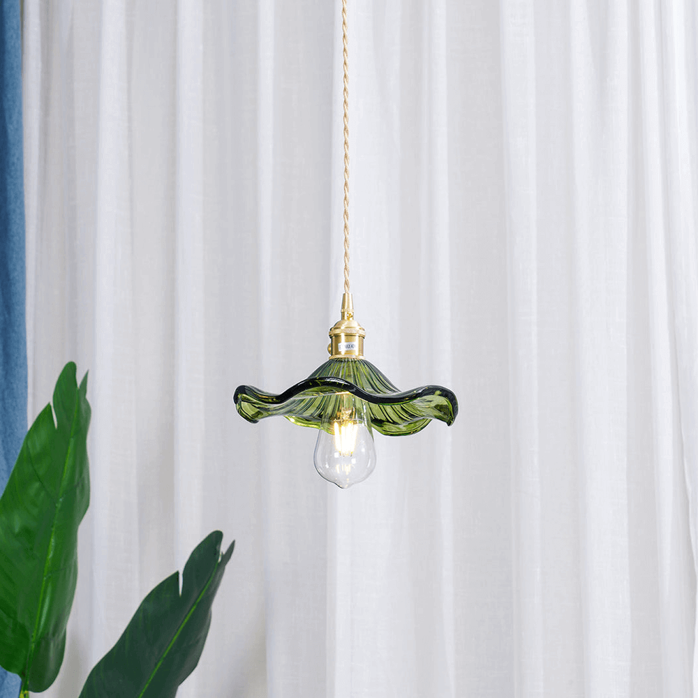 Elegant Hibiscus Flower Glass LED Pendant Light - Modern Home Lighting Fixture