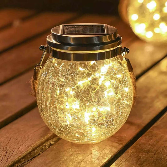 Solar Glass Light - Ice-Cracked Glass Outdoor Garden Decor