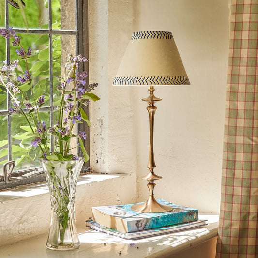 Rechargeable Spindle Table Lamp, Aged Brass Finish - Cordless LED Desk Light