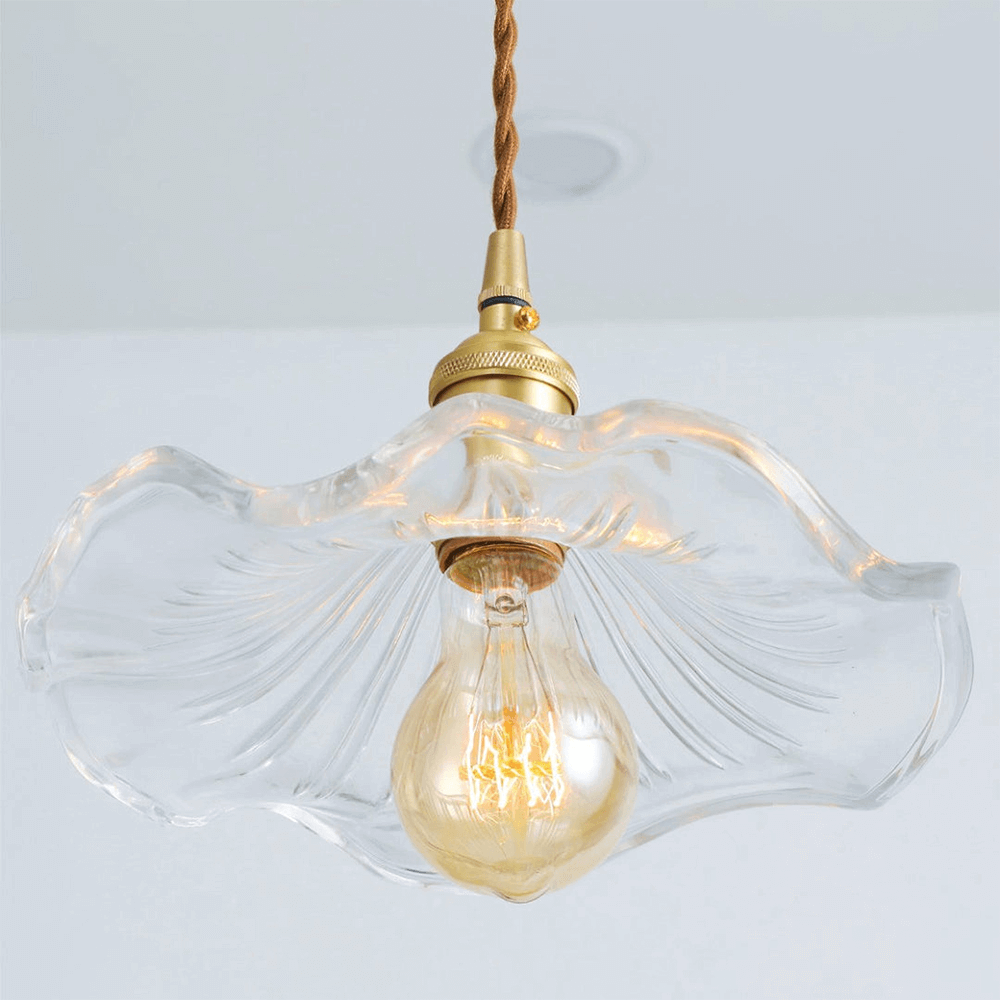 Elegant Hibiscus Flower Glass LED Pendant Light - Modern Home Lighting Fixture