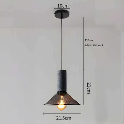 Industrial Style Pendant Light - Concrete and Iron Hanging Ceiling Lamp Fixture