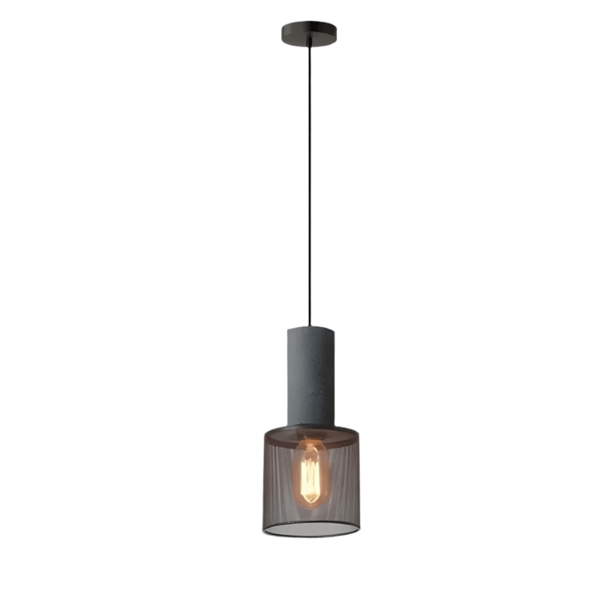Industrial Style Pendant Light - Concrete and Iron Hanging Ceiling Lamp Fixture