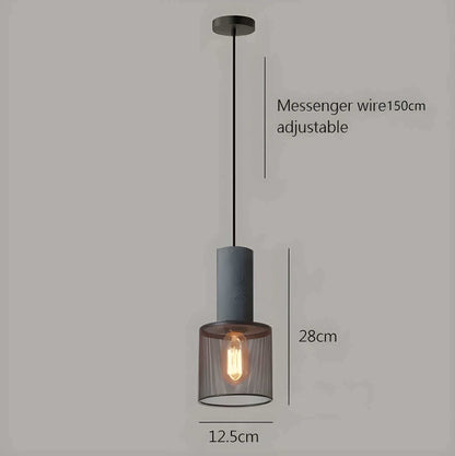 Industrial Style Pendant Light - Concrete and Iron Hanging Ceiling Lamp Fixture