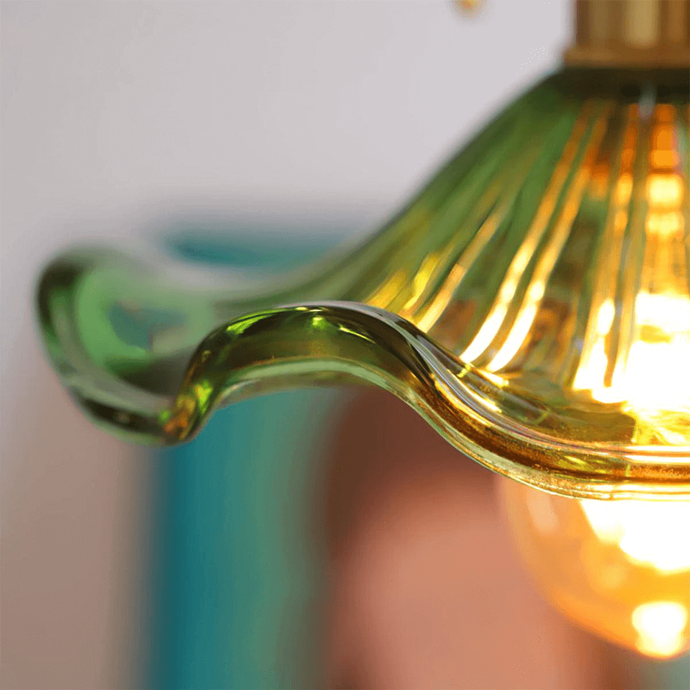 Elegant Hibiscus Flower Glass LED Pendant Light - Modern Home Lighting Fixture