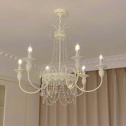 Vintage White Metal & Glass Luxury Chandelier Light -Homdiy
