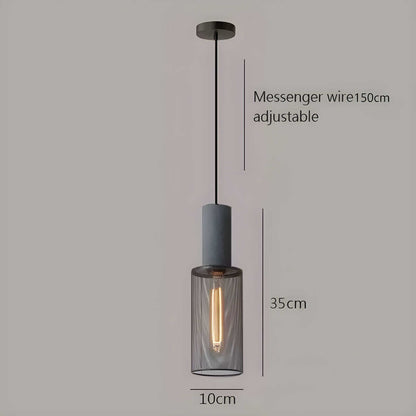 Industrial Style Pendant Light - Concrete and Iron Hanging Ceiling Lamp Fixture
