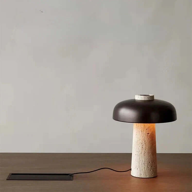 Natural Travertine Table Lamp: Nordic Wabi Sabi Decor