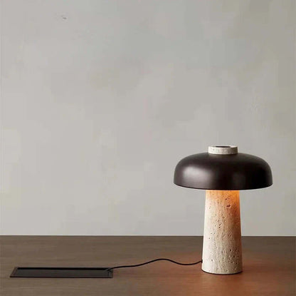 Natural Travertine Table Lamp: Nordic Wabi Sabi Decor