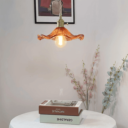 Elegant Hibiscus Flower Glass LED Pendant Light - Modern Home Lighting Fixture