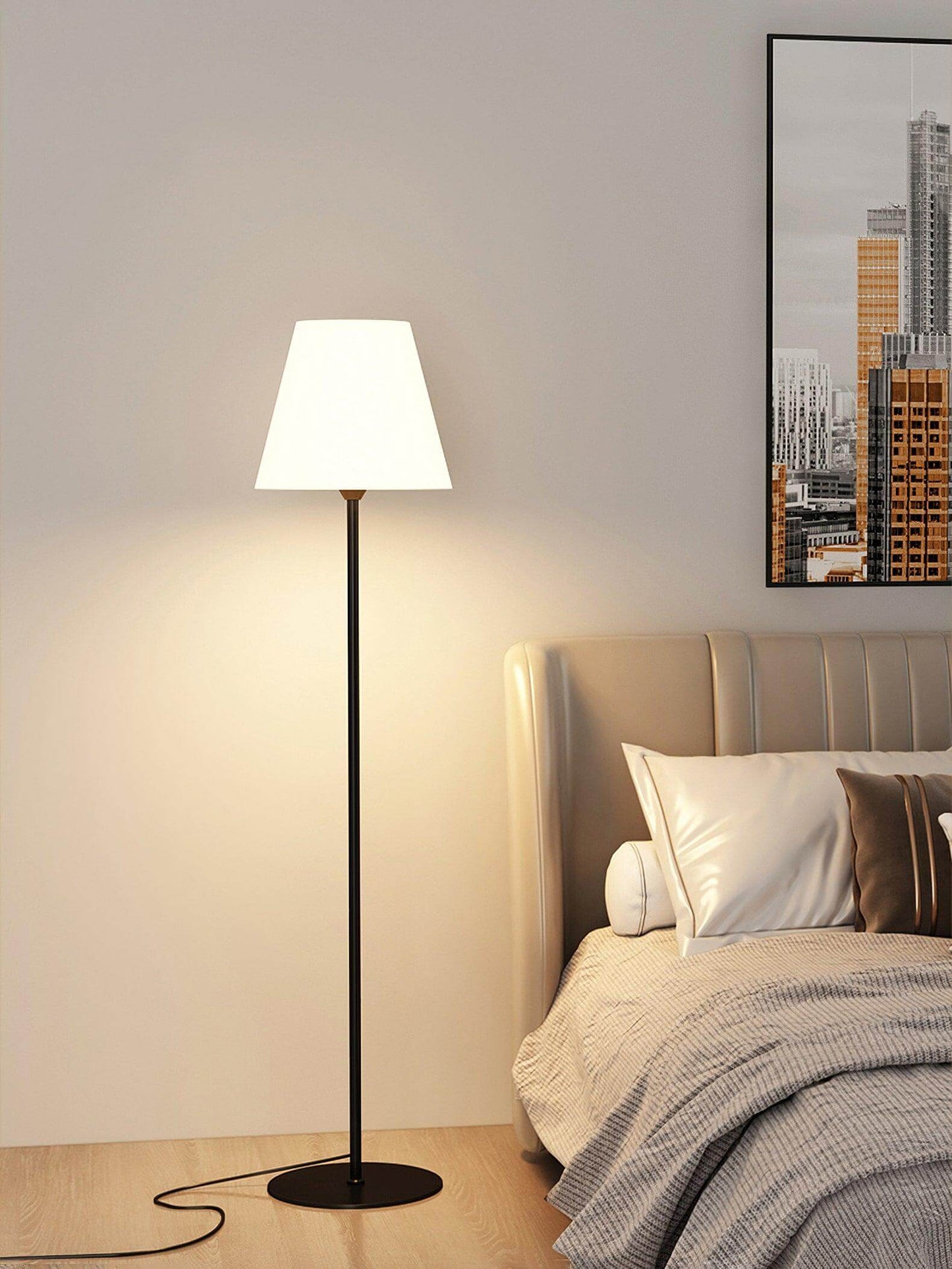 Modern Ward Floor Lamp - Black & White - Metal & Acrylic - Living Room Decor