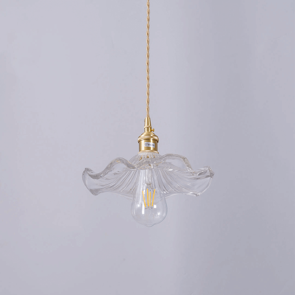 Elegant Hibiscus Flower Glass LED Pendant Light - Modern Home Lighting Fixture