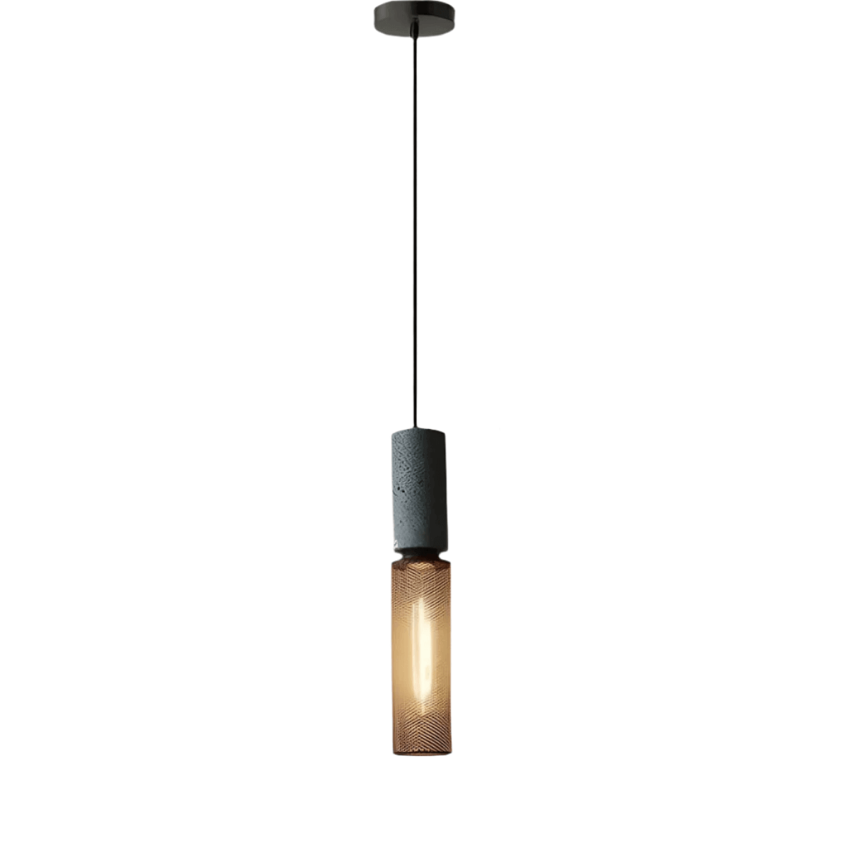 Industrial Style Pendant Light - Concrete and Iron Hanging Ceiling Lamp Fixture