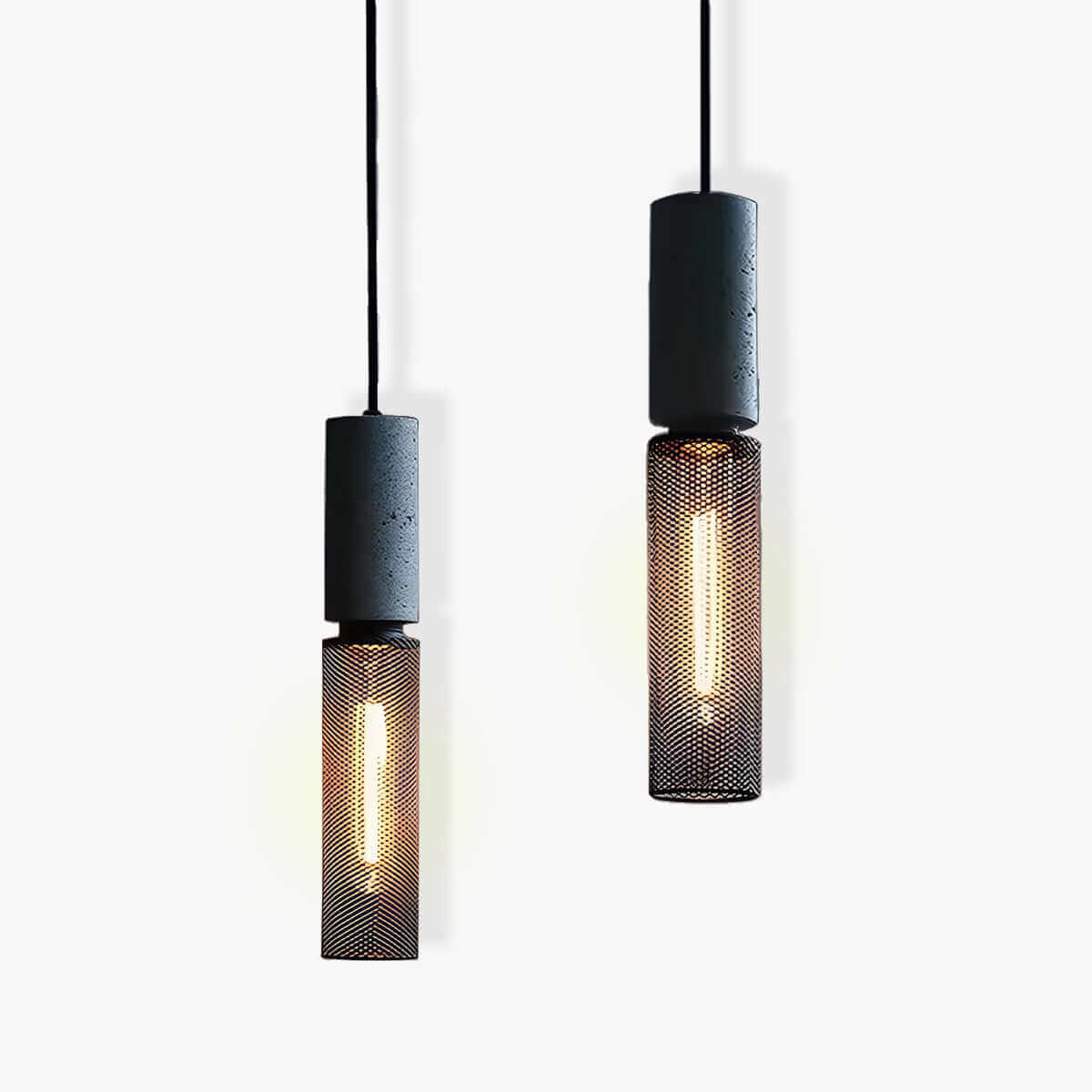Industrial Style Pendant Light - Concrete and Iron Hanging Ceiling Lamp Fixture