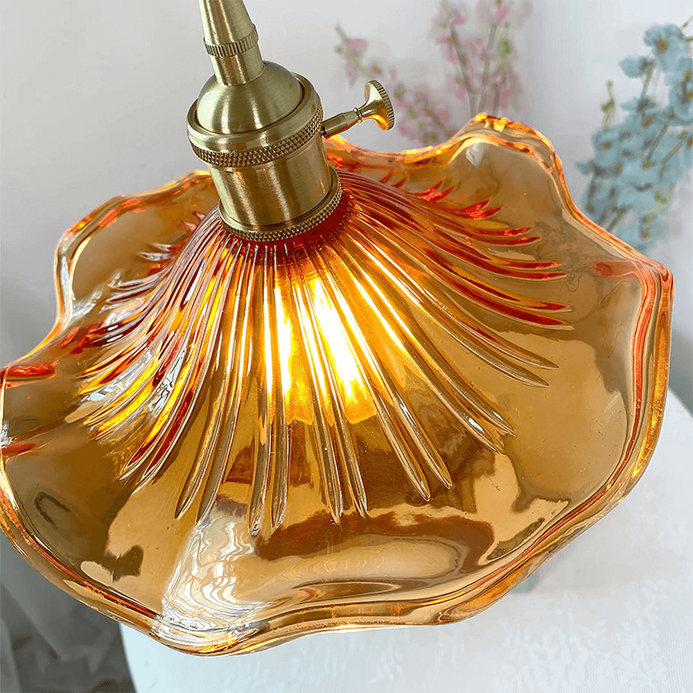 Elegant Hibiscus Flower Glass LED Pendant Light - Modern Home Lighting Fixture
