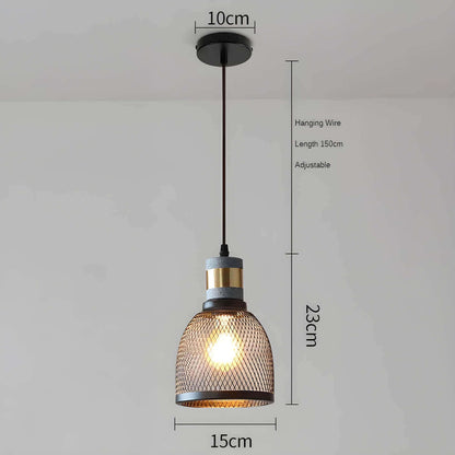Industrial Style Pendant Light - Concrete and Iron Hanging Ceiling Lamp Fixture