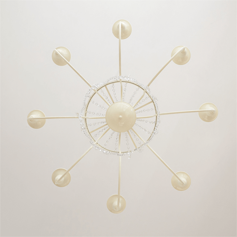 Vintage White Metal & Glass Luxury Chandelier Light -Homdiy