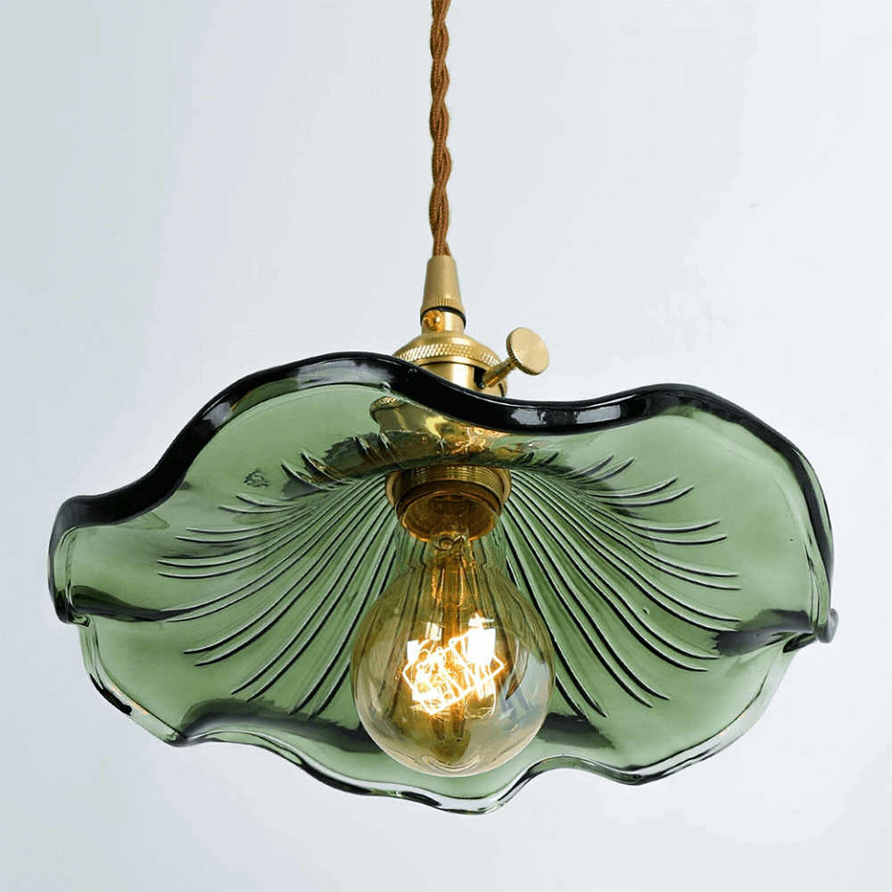 Elegant Hibiscus Flower Glass LED Pendant Light - Modern Home Lighting Fixture