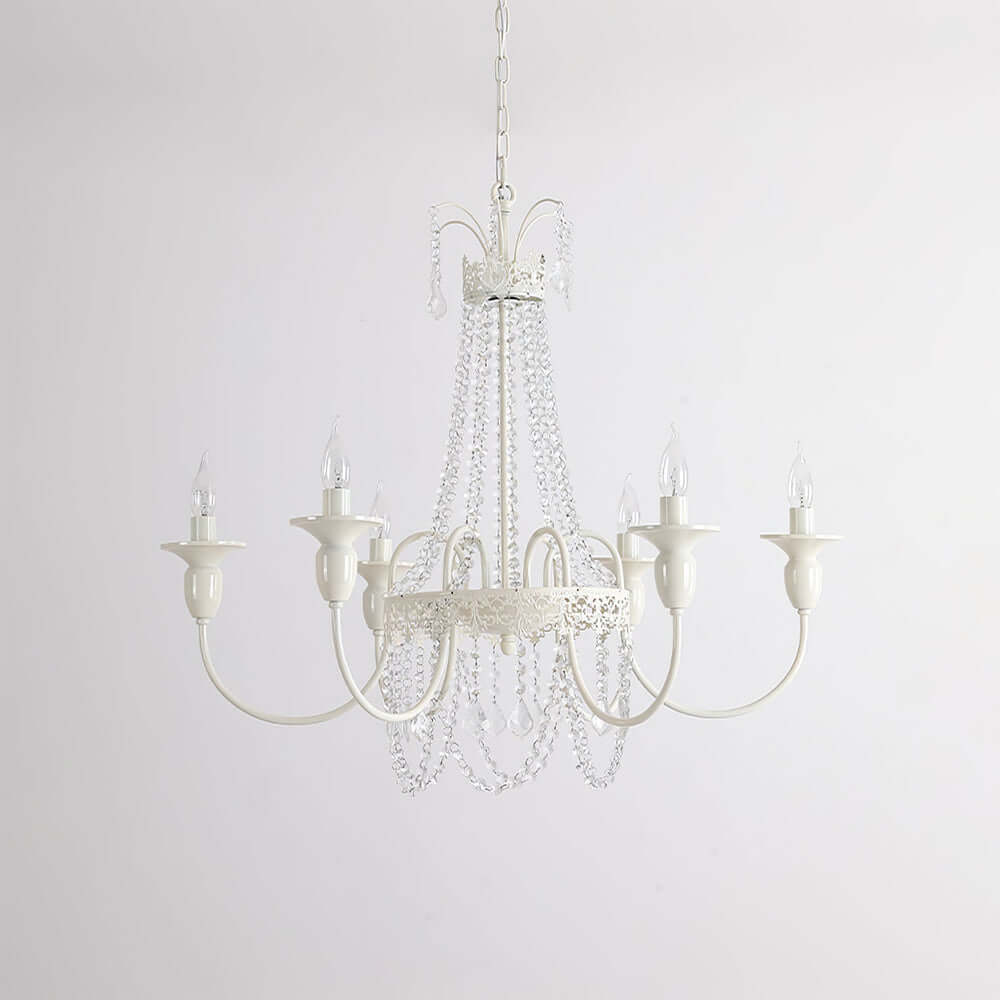 Vintage White Metal & Glass Luxury Chandelier Light -Homdiy