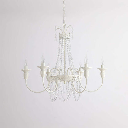 Vintage White Metal & Glass Luxury Chandelier Light -Homdiy