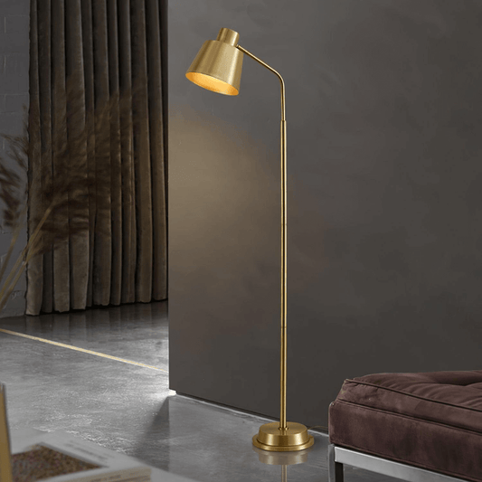 Zeid Modern Brass Floor Lamp for Living Room or Office