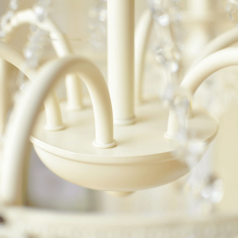 Vintage White Metal & Glass Luxury Chandelier Light -Homdiy