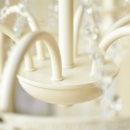 Vintage White Metal & Glass Luxury Chandelier Light -Homdiy