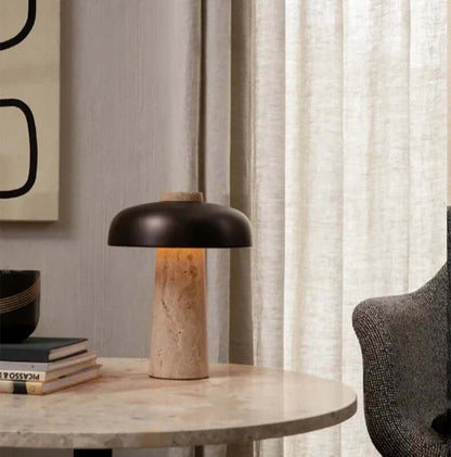 Natural Travertine Table Lamp: Nordic Wabi Sabi Decor