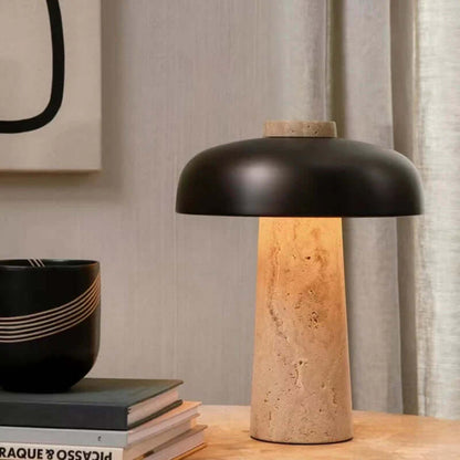 Natural Travertine Table Lamp: Nordic Wabi Sabi Decor