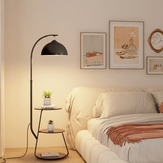 Nordic Lamp Table with LED Light - Modern Floor Lamp for Living Room, Bedroom, Reading Nook - Minimalist Design, Soft Illumination, 63.78" Tall