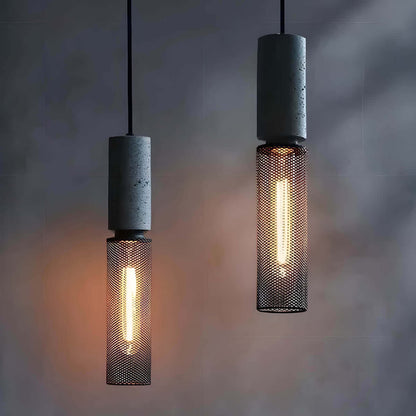 Industrial Style Pendant Light - Concrete and Iron Hanging Ceiling Lamp Fixture