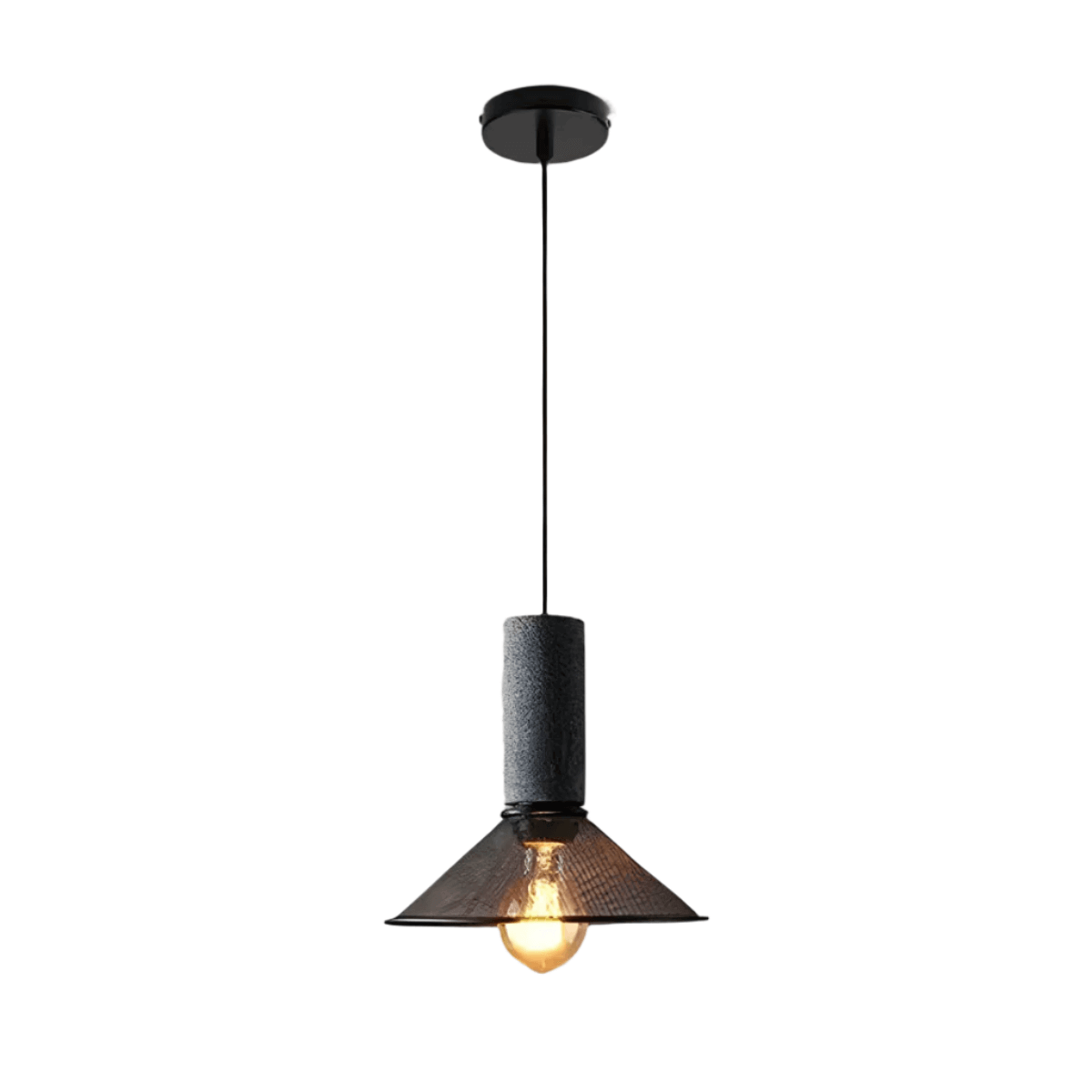 Industrial Style Pendant Light - Concrete and Iron Hanging Ceiling Lamp Fixture