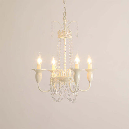 Vintage White Metal & Glass Luxury Chandelier Light -Homdiy
