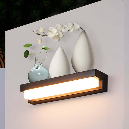 Solar Linear Black LED Outdoor Wall Light, Modern Eco-Friendly Wall Sconce for Garden, Patio, or Porch
