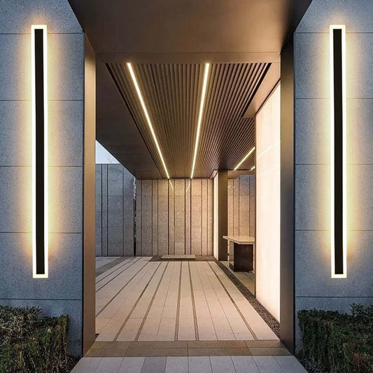 IP65 Modern Minimalist Outdoor LED Wall Light, Black Acrylic, Weatherproof