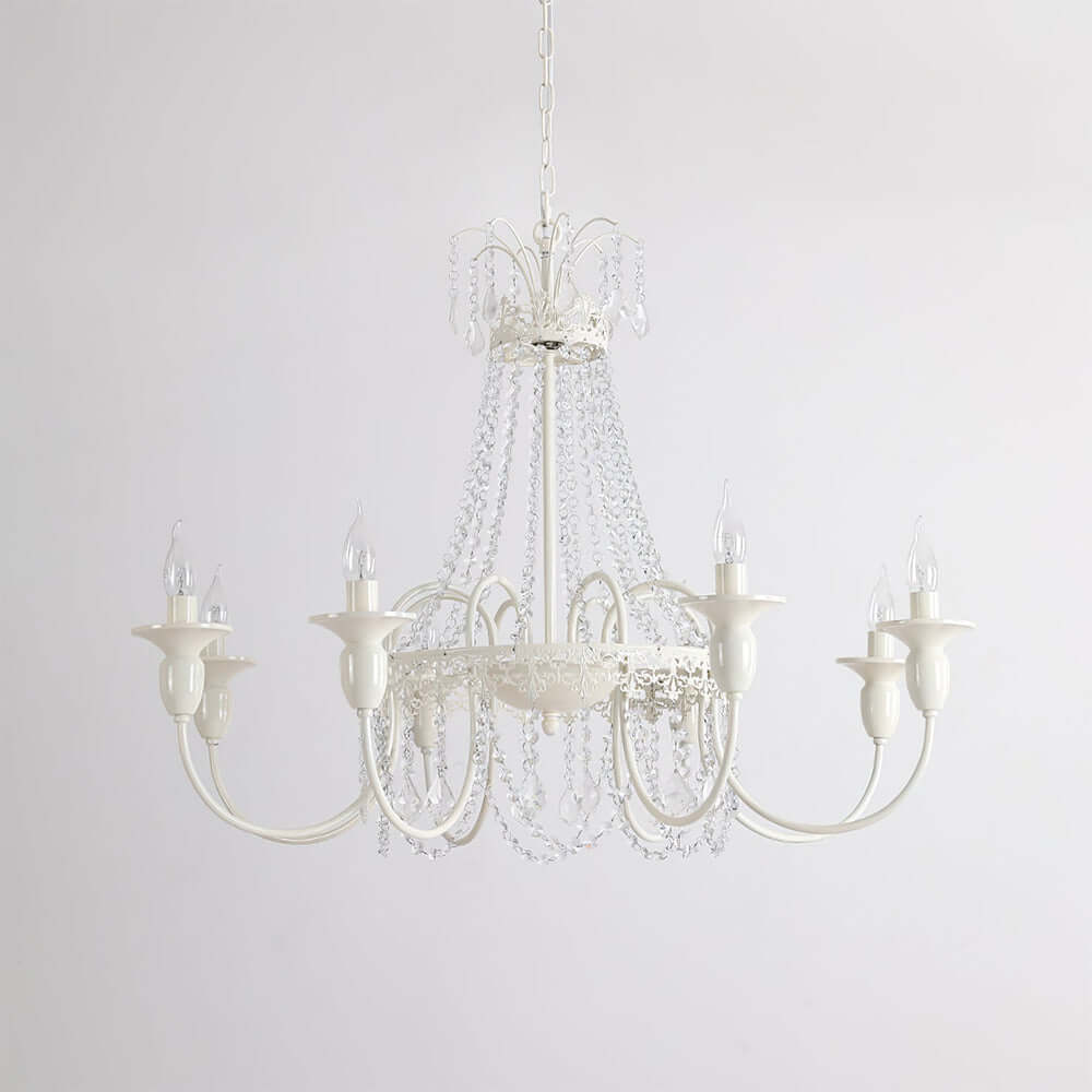 Vintage White Metal & Glass Luxury Chandelier Light -Homdiy