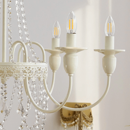 Vintage White Metal & Glass Luxury Chandelier Light -Homdiy