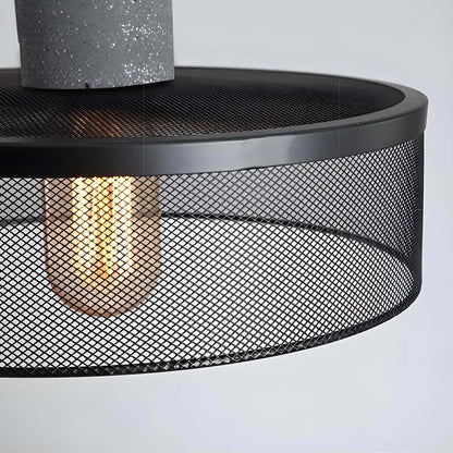 Industrial Style Pendant Light - Concrete and Iron Hanging Ceiling Lamp Fixture