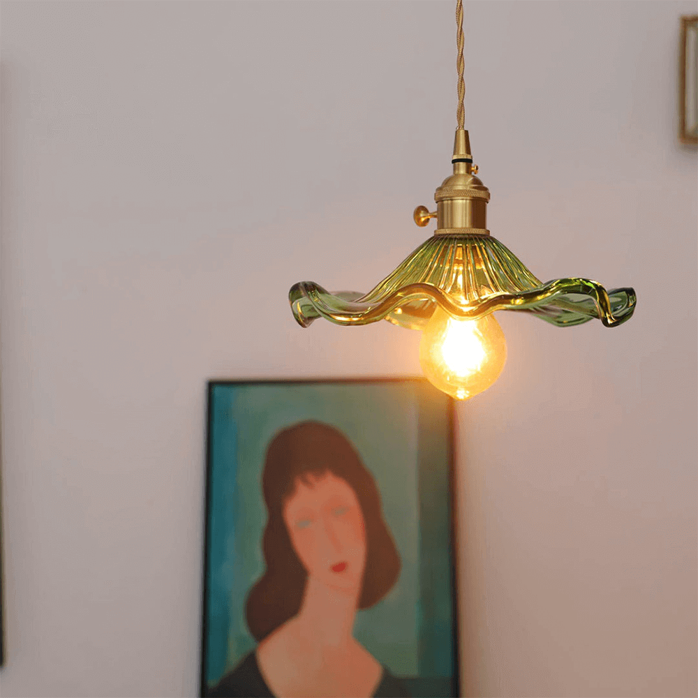 Elegant Hibiscus Flower Glass LED Pendant Light - Modern Home Lighting Fixture