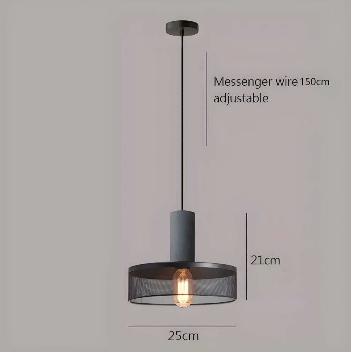Industrial Style Pendant Light - Concrete and Iron Hanging Ceiling Lamp Fixture