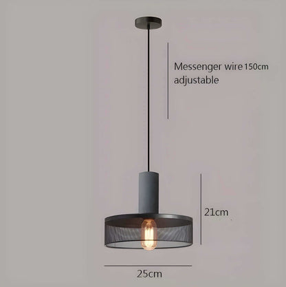 Industrial Style Pendant Light - Concrete and Iron Hanging Ceiling Lamp Fixture