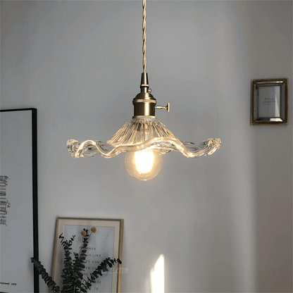 Elegant Hibiscus Flower Glass LED Pendant Light - Modern Home Lighting Fixture