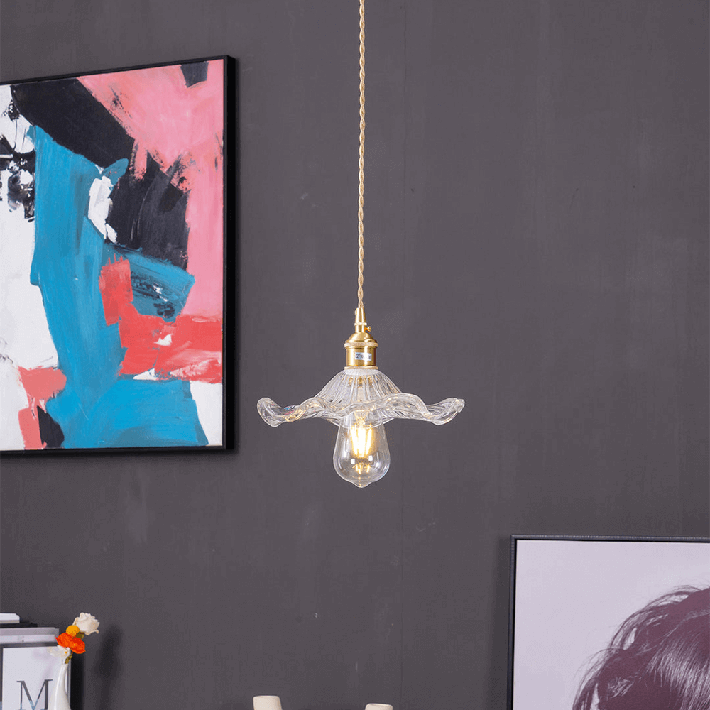 Elegant Hibiscus Flower Glass LED Pendant Light - Modern Home Lighting Fixture