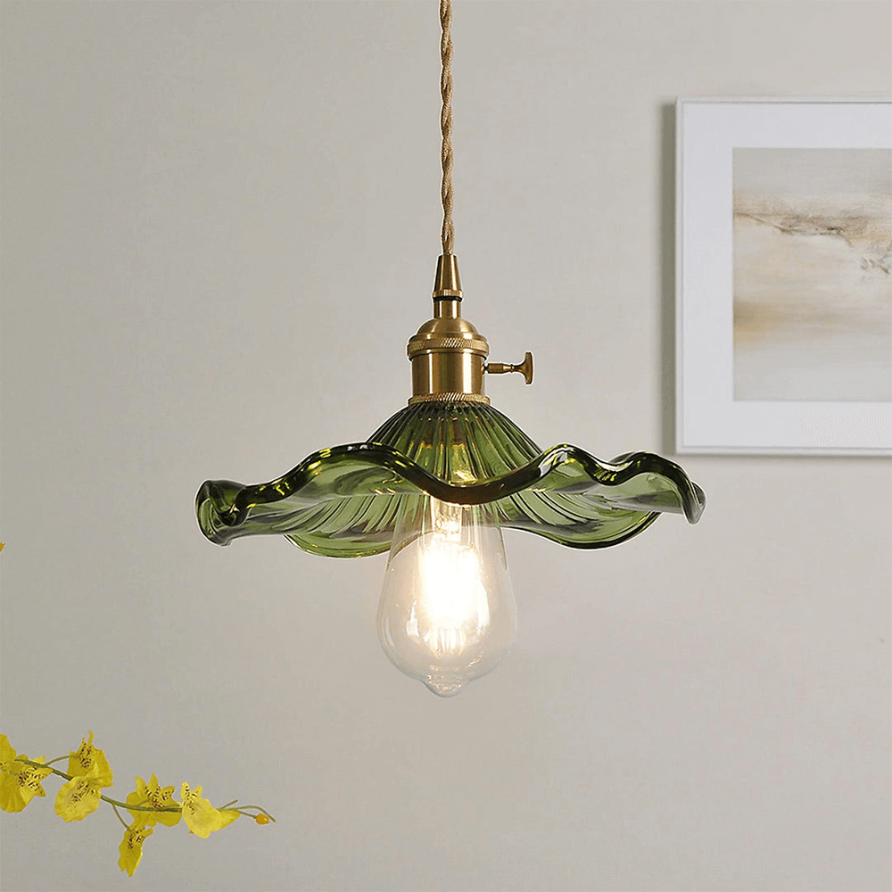 Elegant Hibiscus Flower Glass LED Pendant Light - Modern Home Lighting Fixture