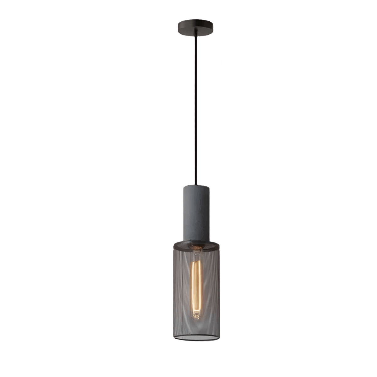 Industrial Style Pendant Light - Concrete and Iron Hanging Ceiling Lamp Fixture